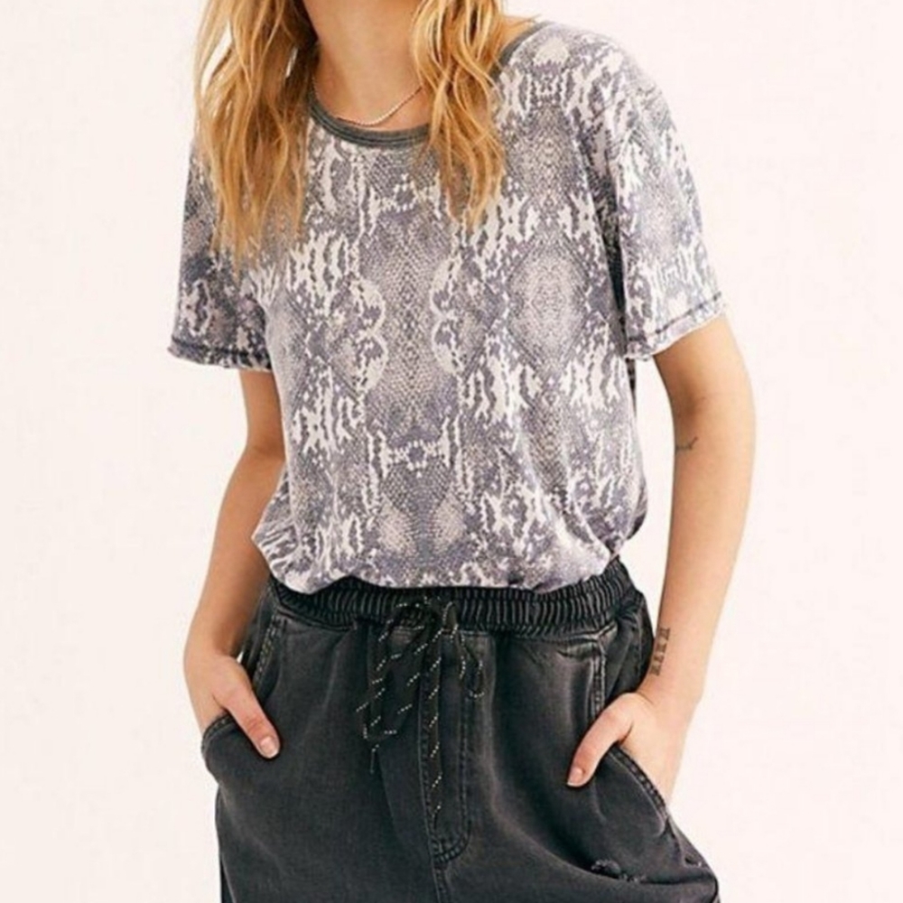 Free people snake skin print tee